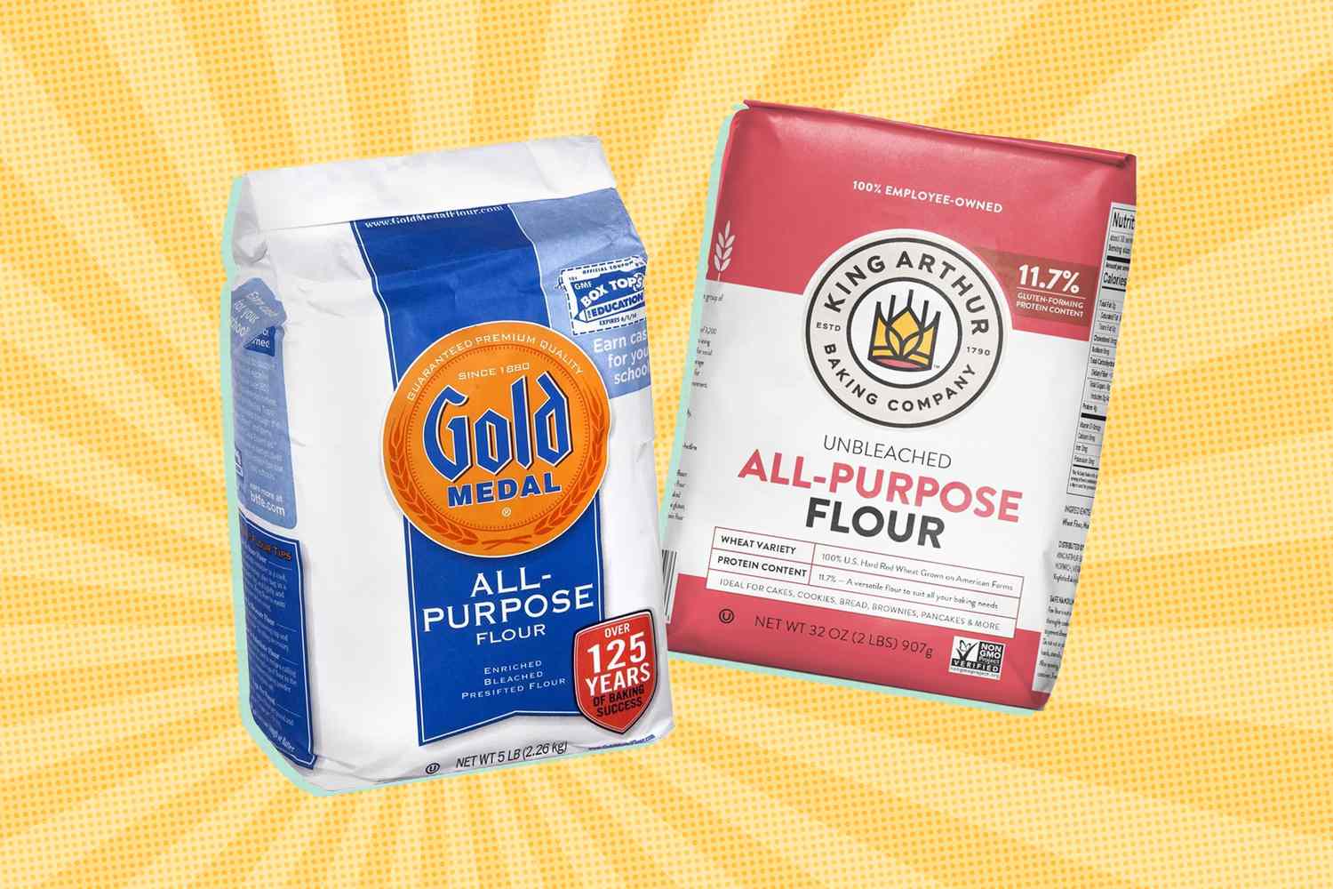 Two all-purpose bags on a yellow illustrated background