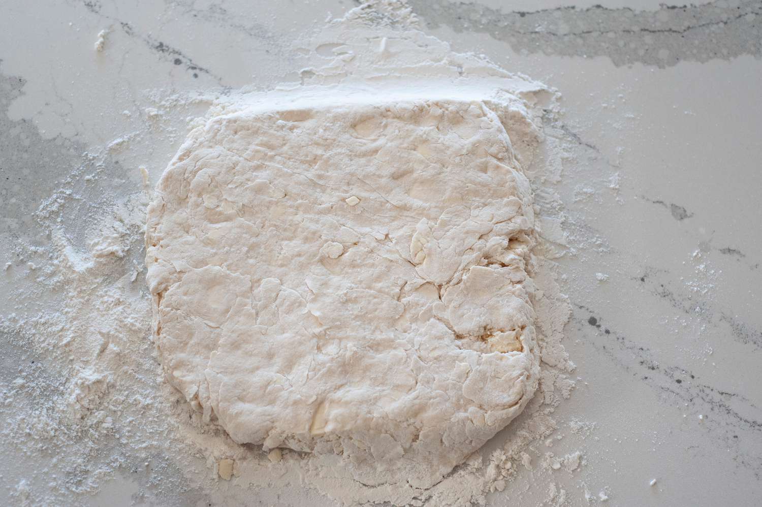 Flour mixture on a marble surface