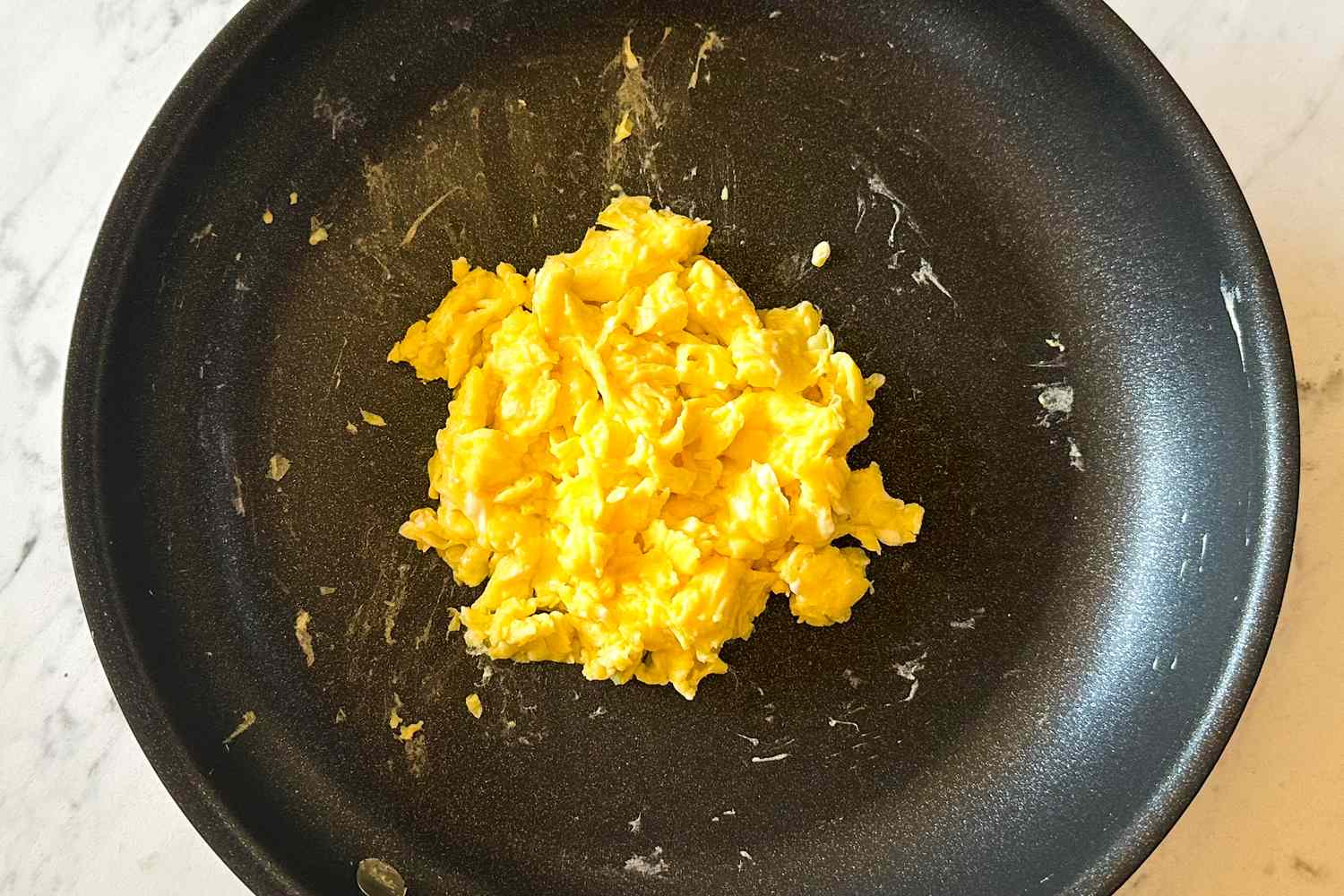 Scrambled eggs in a pan