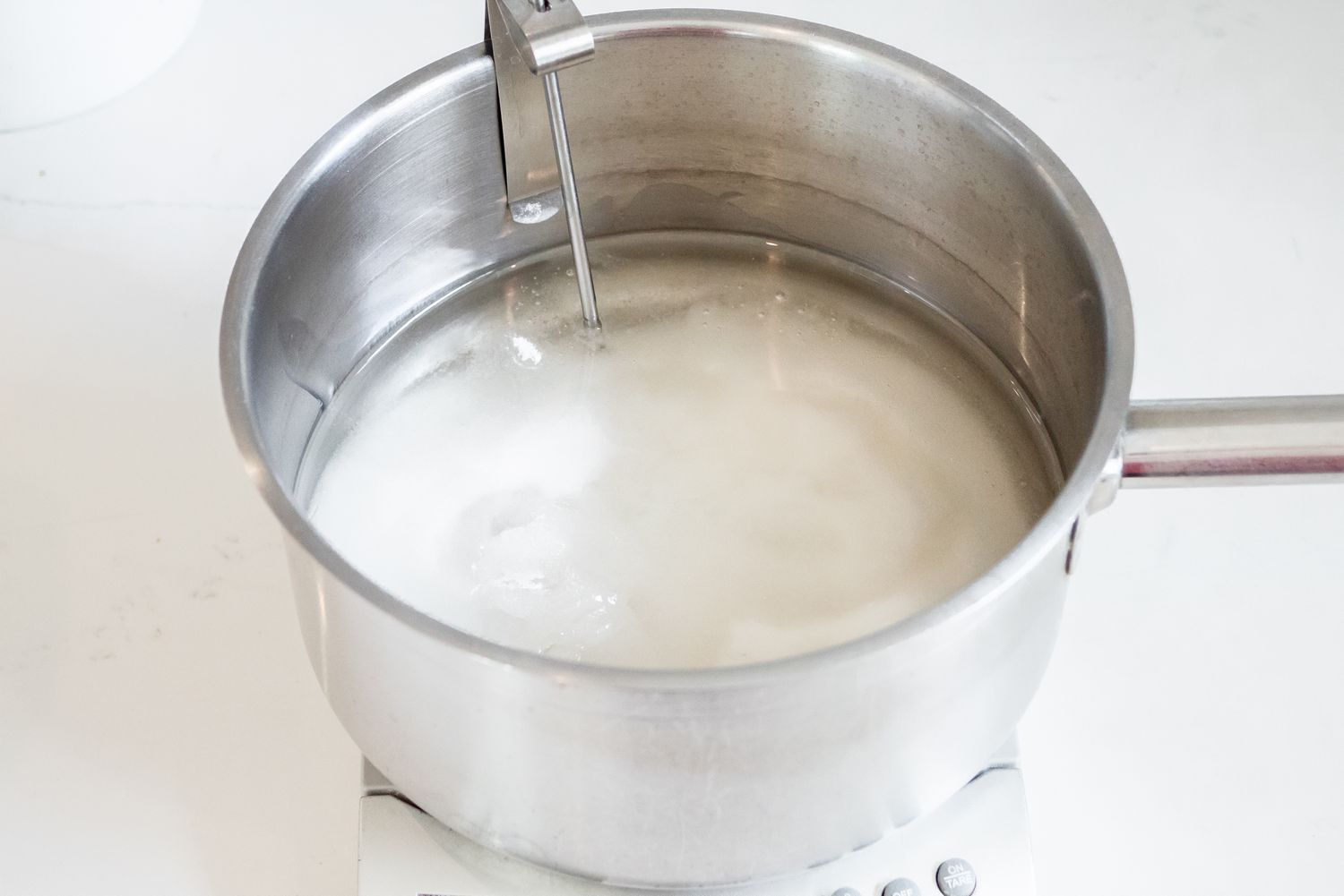 Pot of Sugar and Corn Syrup for Vegan Marshmallows Recipe