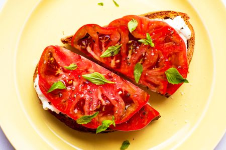 Tomato Ricotta Toast on a plate