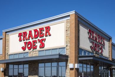 Trader Joes store exterior featuring the store name prominently on the building
