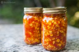 Corn Relish in two canning jars 