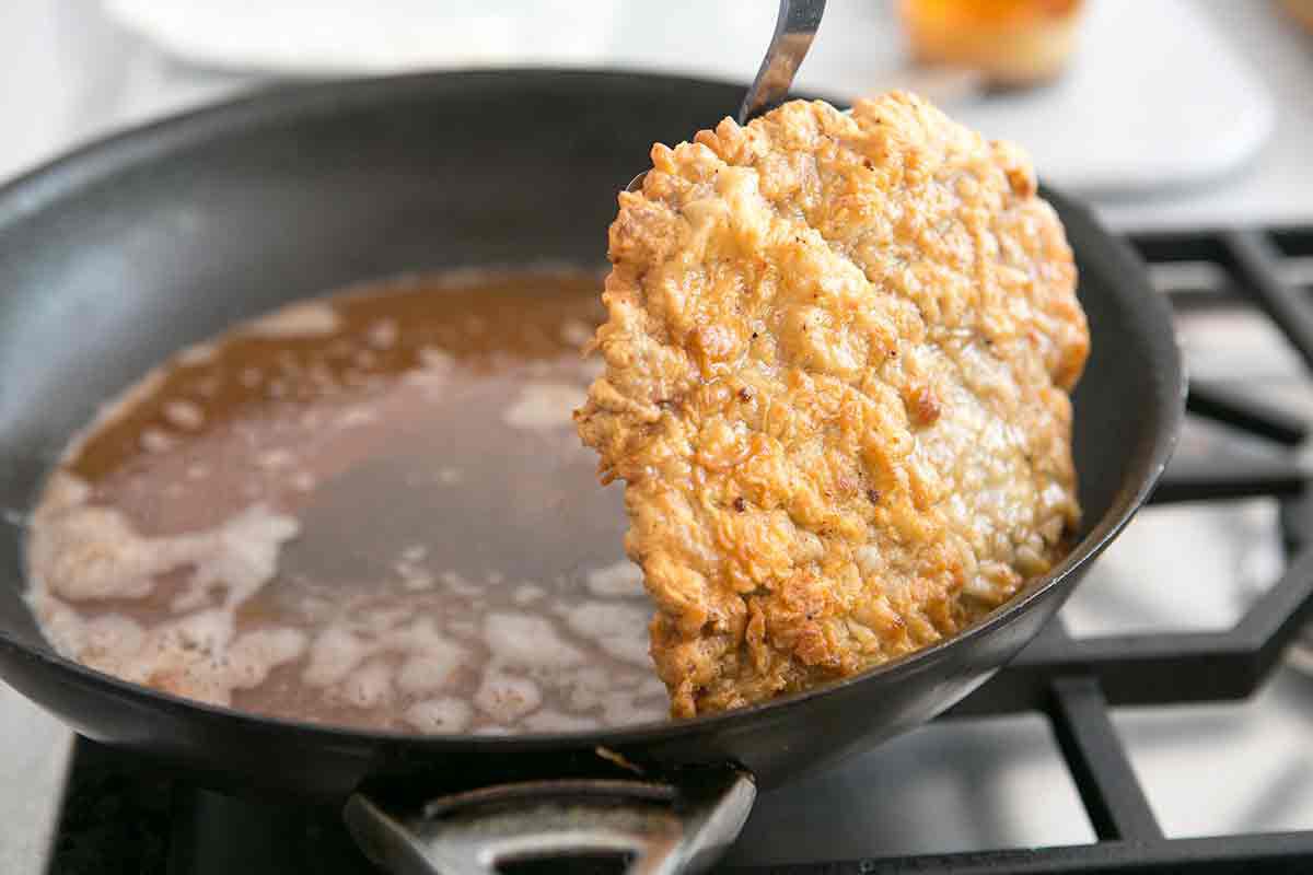 Taking Chicken Fried Steak Out of Oil