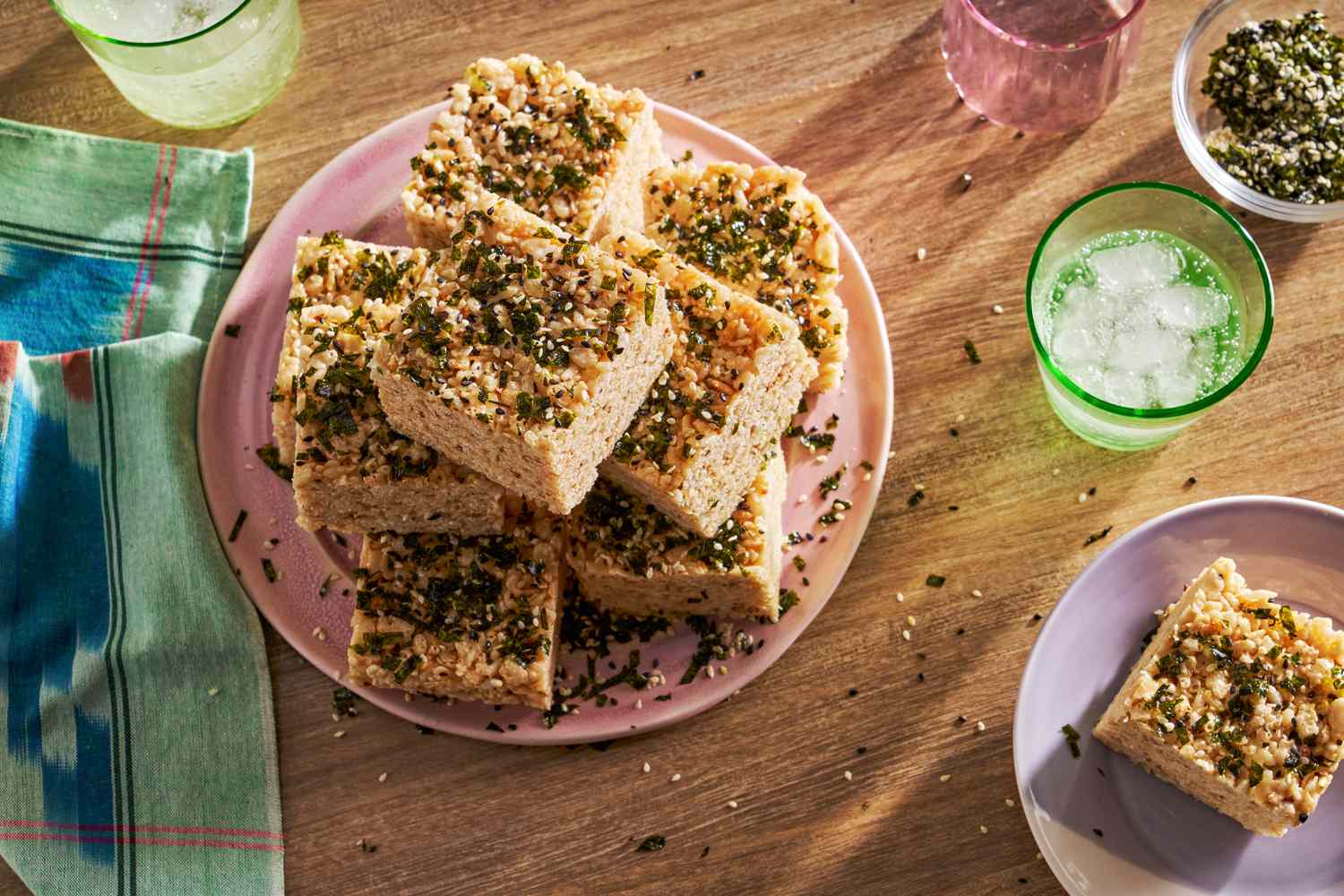 A platter of toasted pinipig marshmallow treats