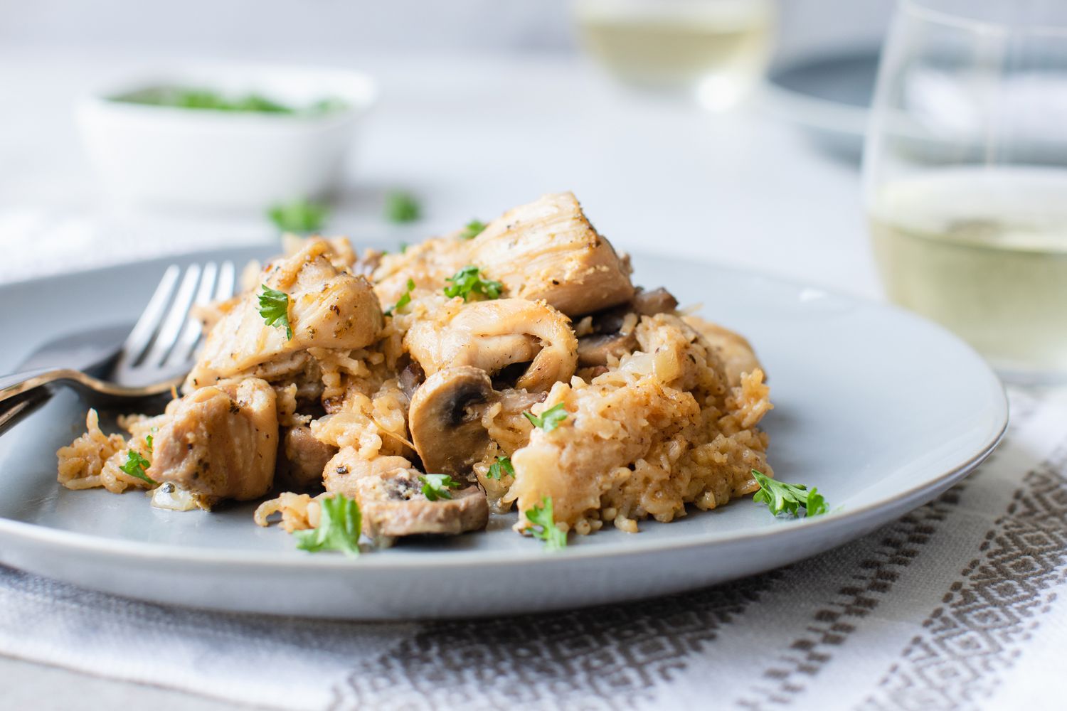 Chicken and rice casserole, ready to serve