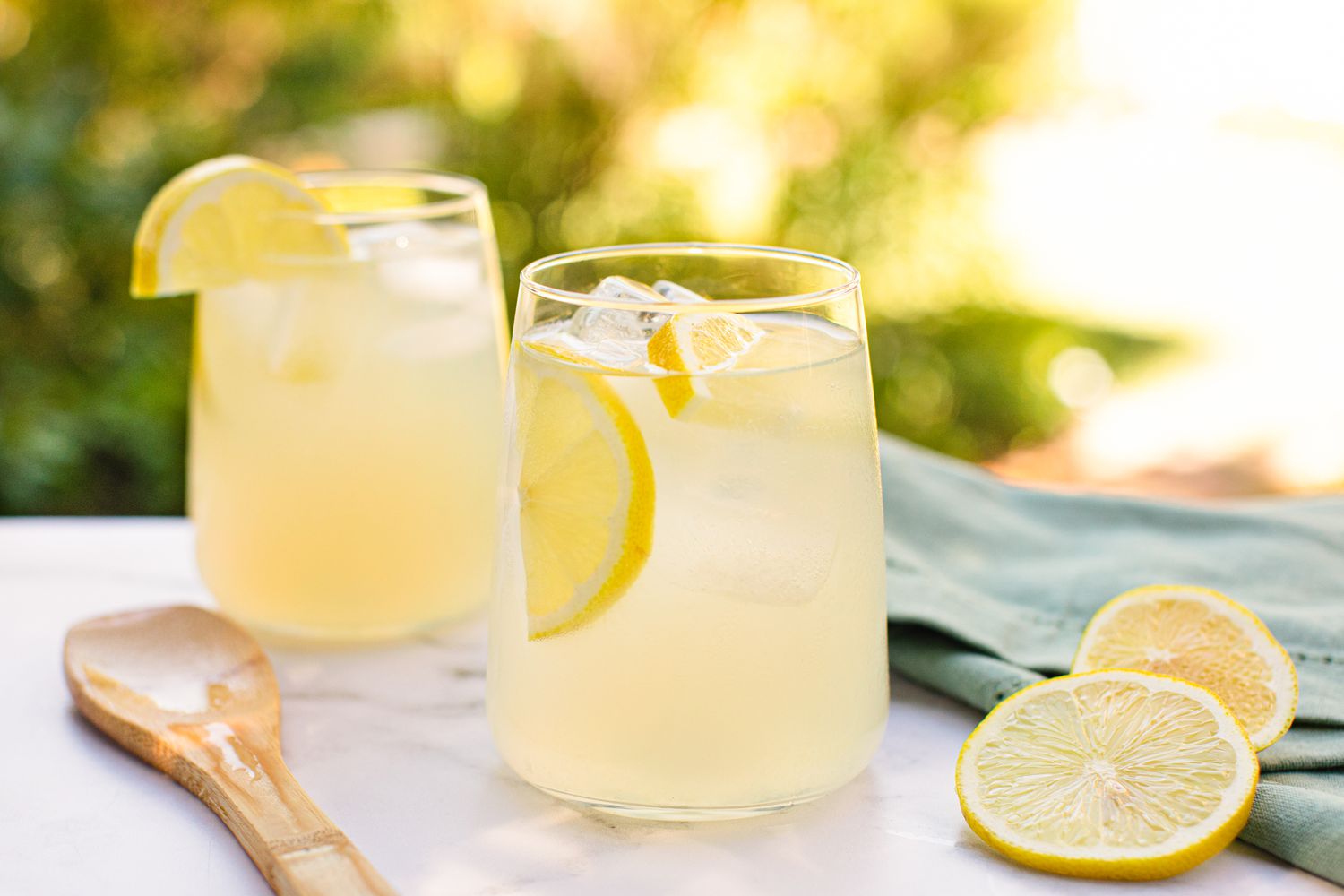 A glass of Perfect Lemonade on a summer day