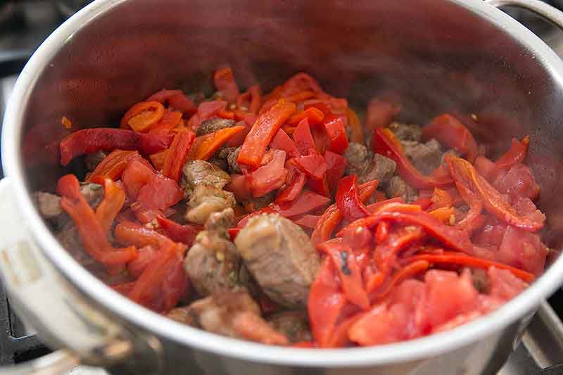 Lamb Chunks with Roasted Red Peppers prepared for Lamb Stew