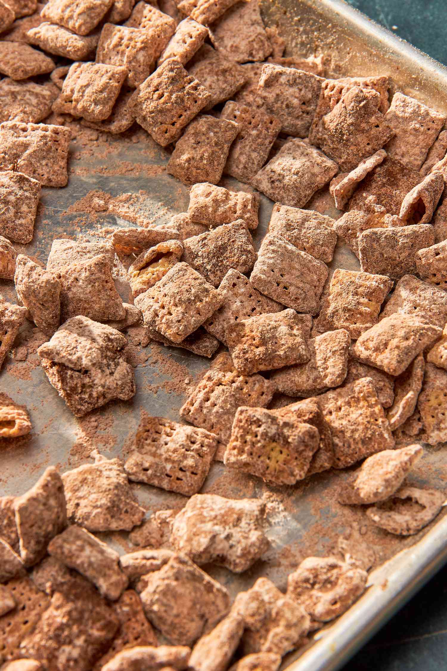 Nutella puppy chow on a sheet pan