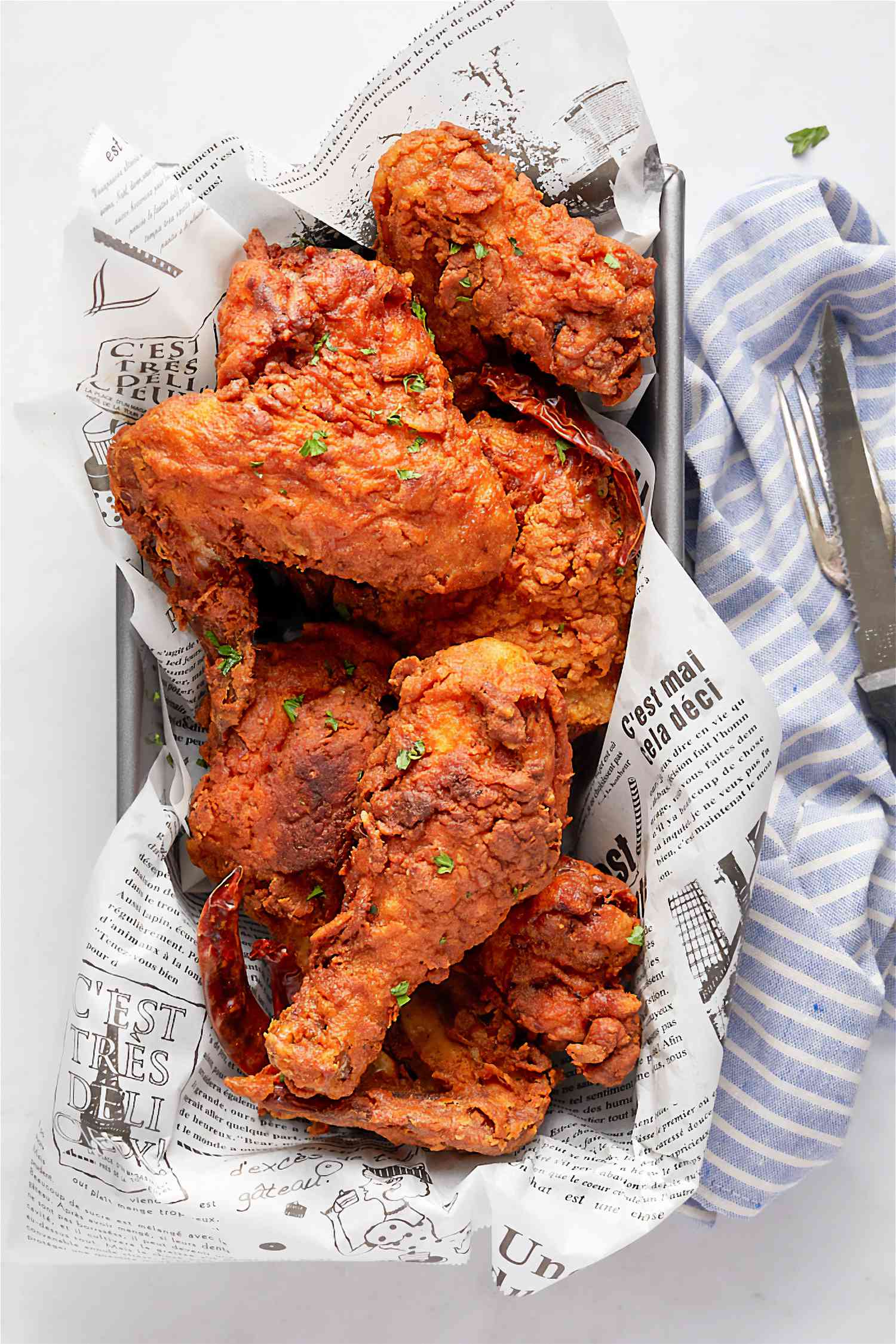 Plated piri piri fried chicken