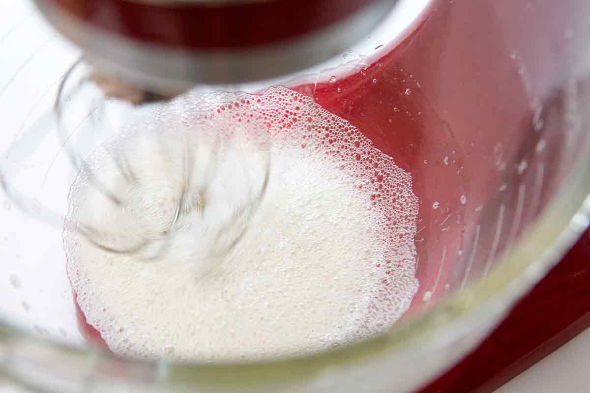 whip egg whites until they start to foam