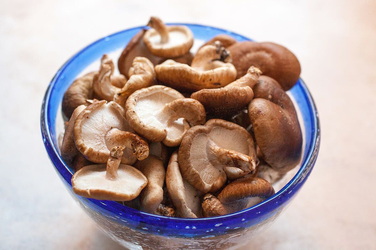 Mushroom Fettuccine Alfredo mushrooms in a bowl