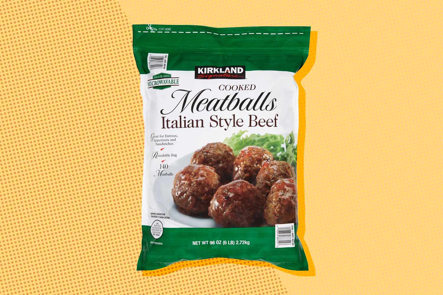 Package of Kirkland Signature Italian Style Beef Cooked Meatballs