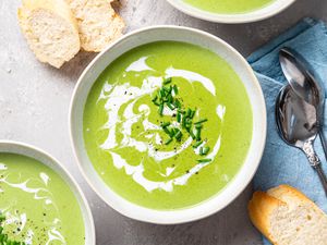 Bowls of Cream of Spinach Soup