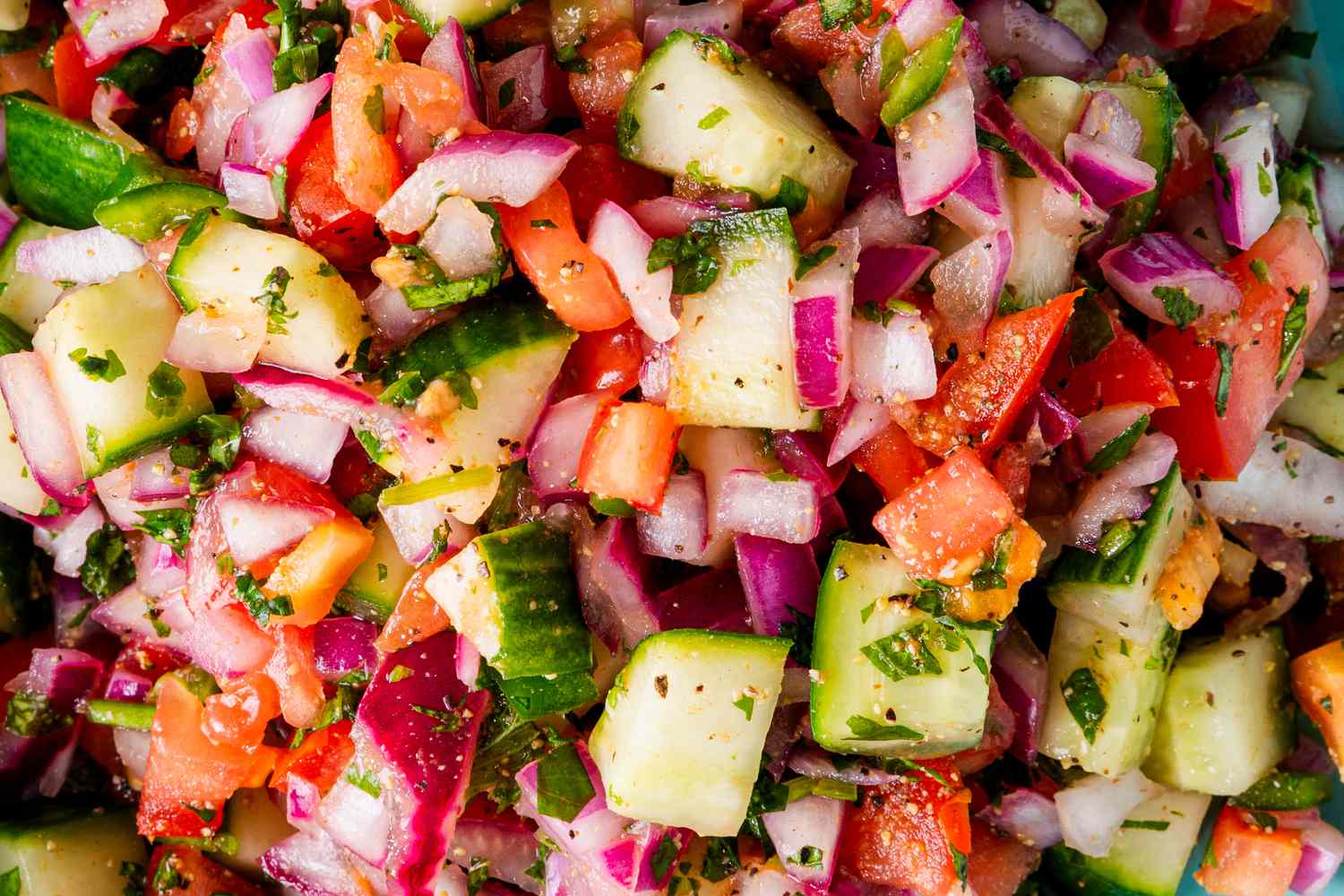 close up of kachumber salad