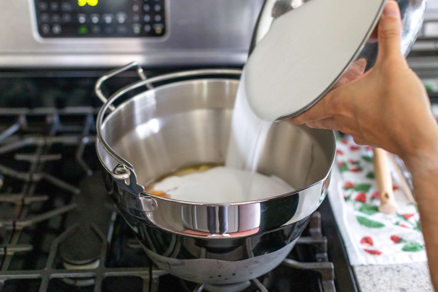 Sugar Added to Pot on Stove