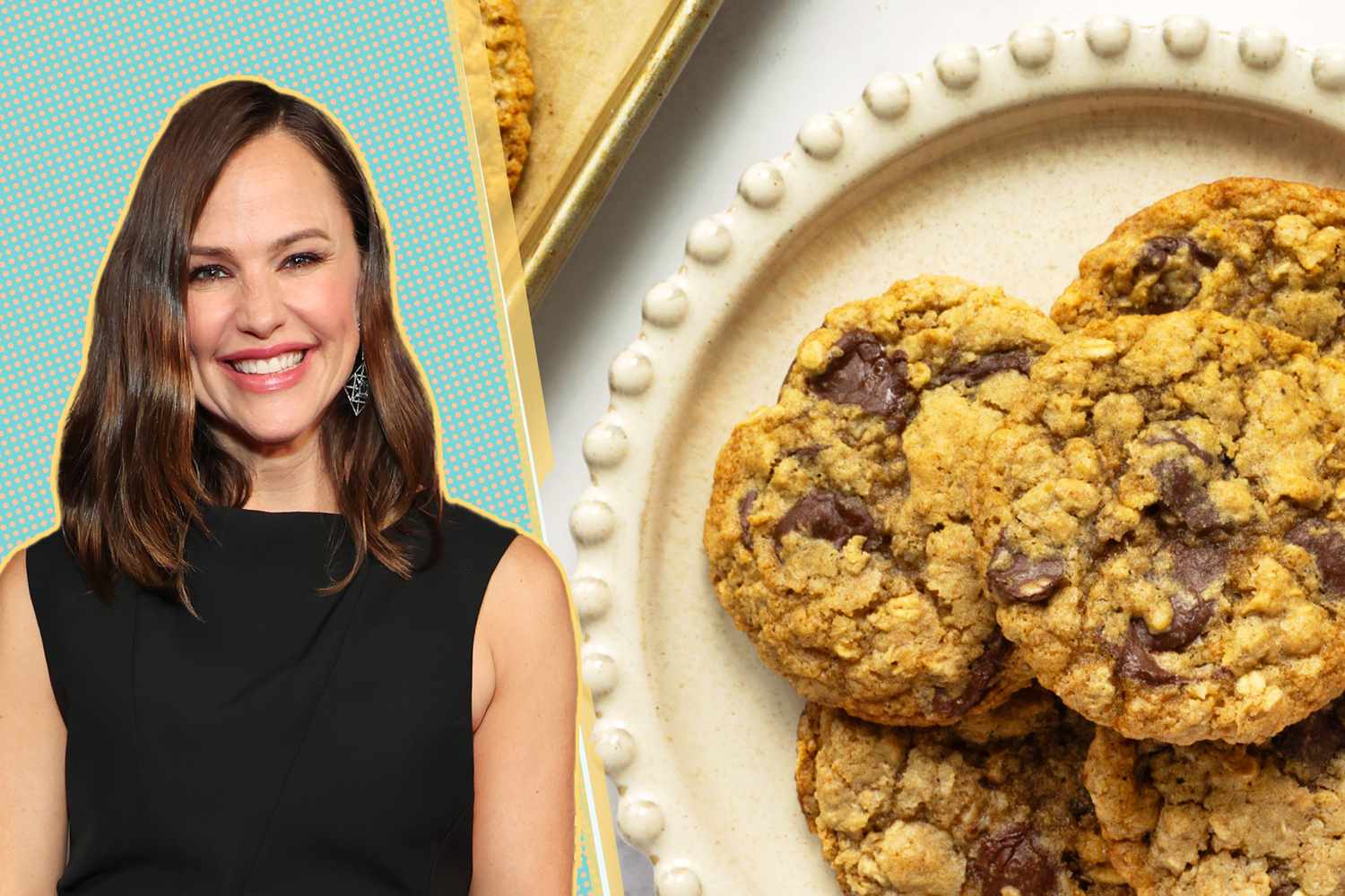 Caroline Campbell smiling next to a plate of cookies