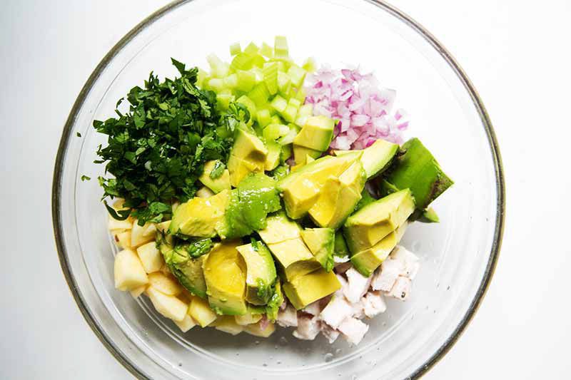 ingredients to make chicken avocado salad