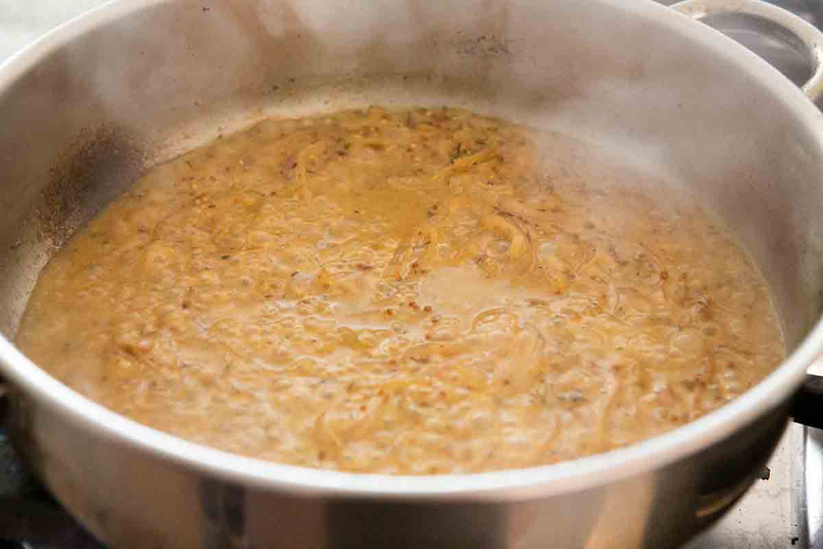 dijon chicken sauce in pot
