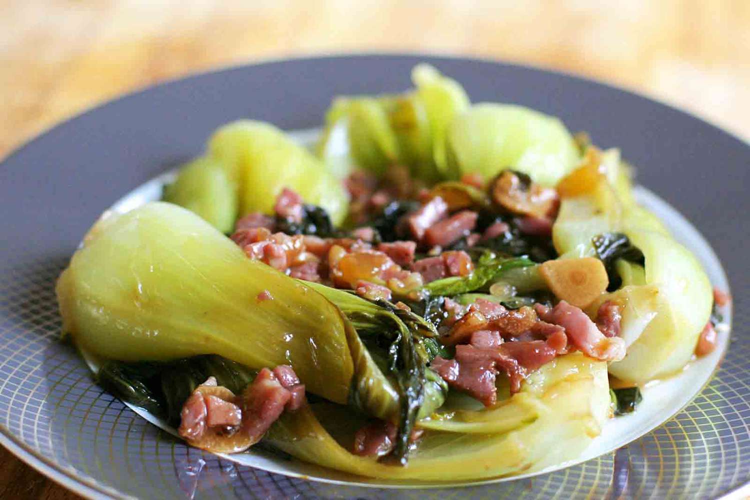 baby bok choy with prosciutto