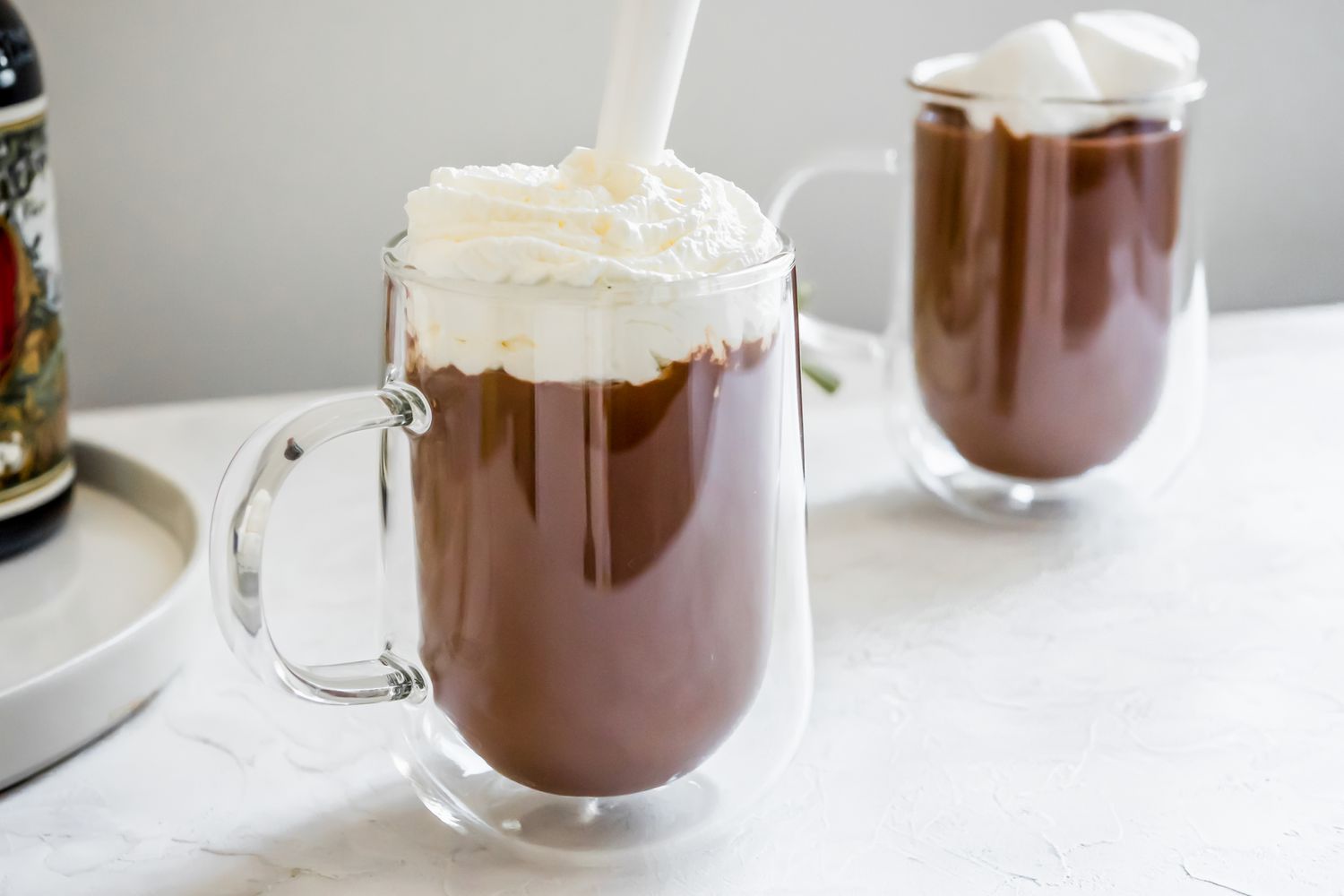 Boozy Hot Chocolate Topped with Whipped Cream