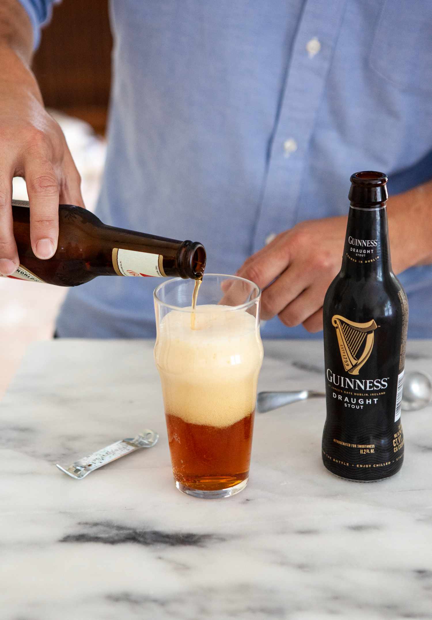 Pale Ale Poured into a Glass for Black and Tan