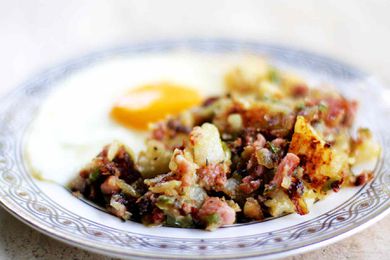 Leftover Ham and Potato Hash with Fried Egg