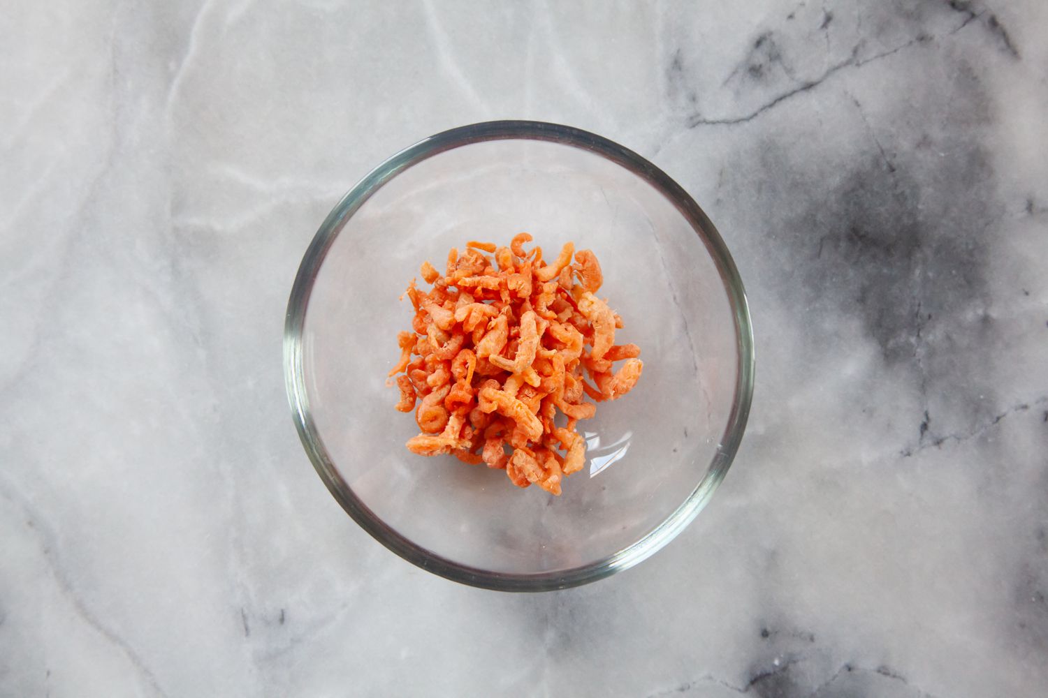 Dried shrimp in a bowl for Napa Cabbage with Dried Shrimp