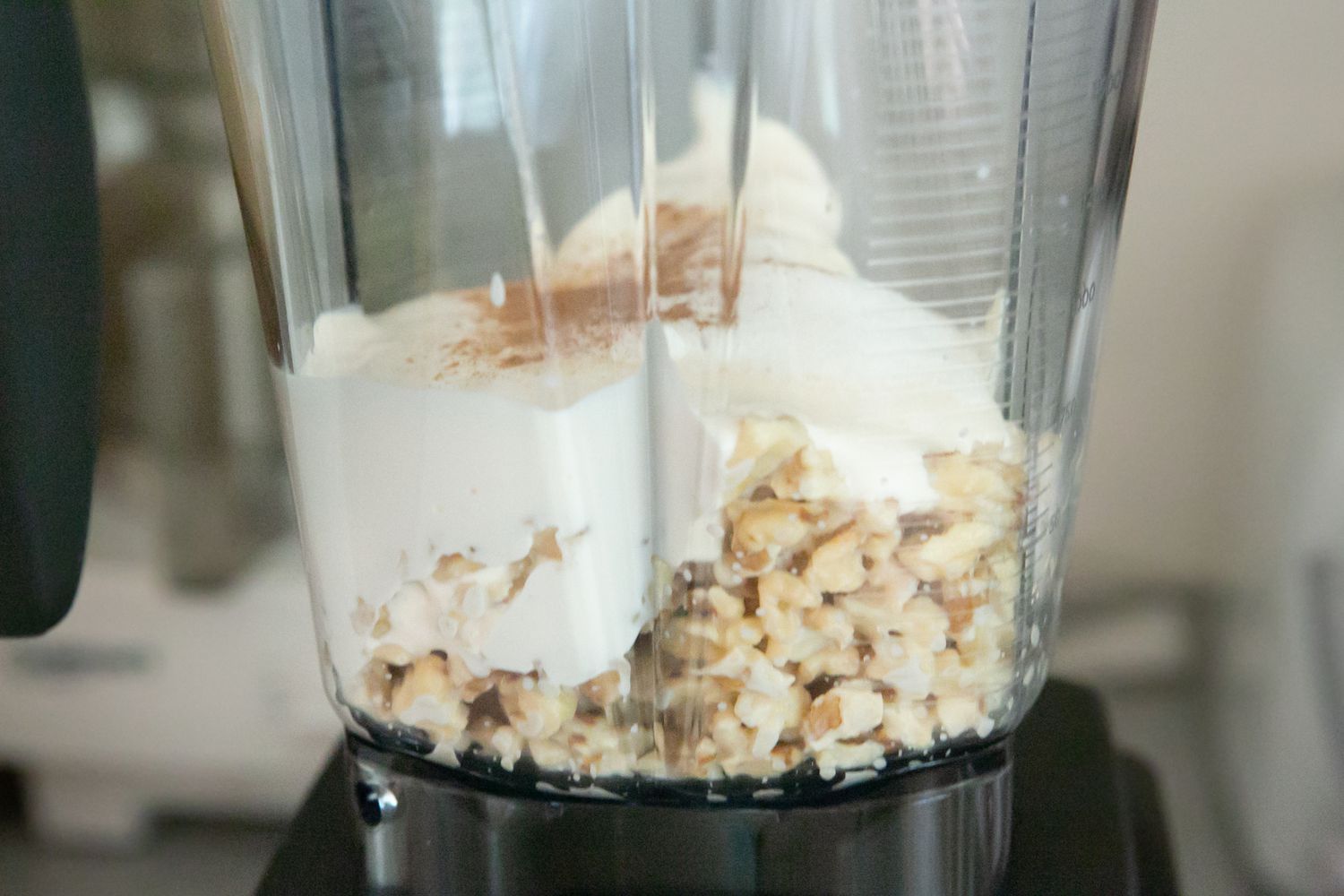 Walnuts and Sour Cream to Blender for Chile en Nogada