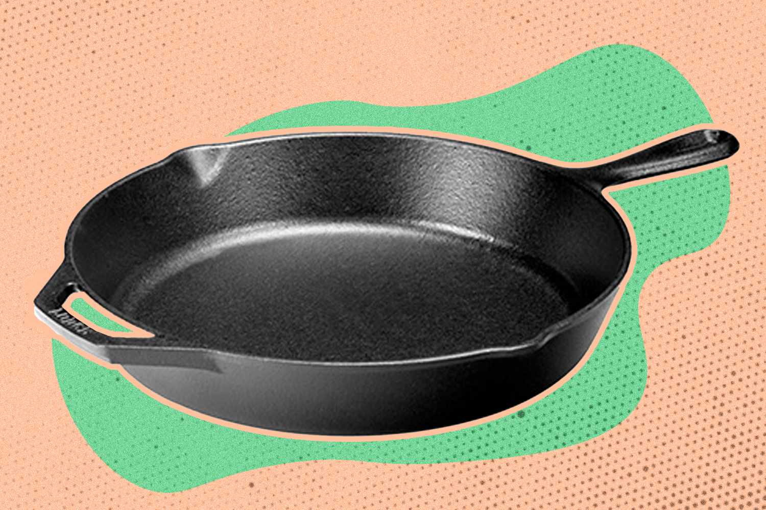 Lodge Classic Cast Iron Skillet on a graphic background