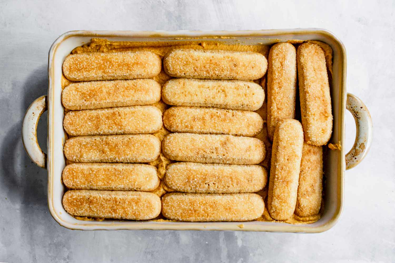 Layer of Ladyfingers on Top of Filling 