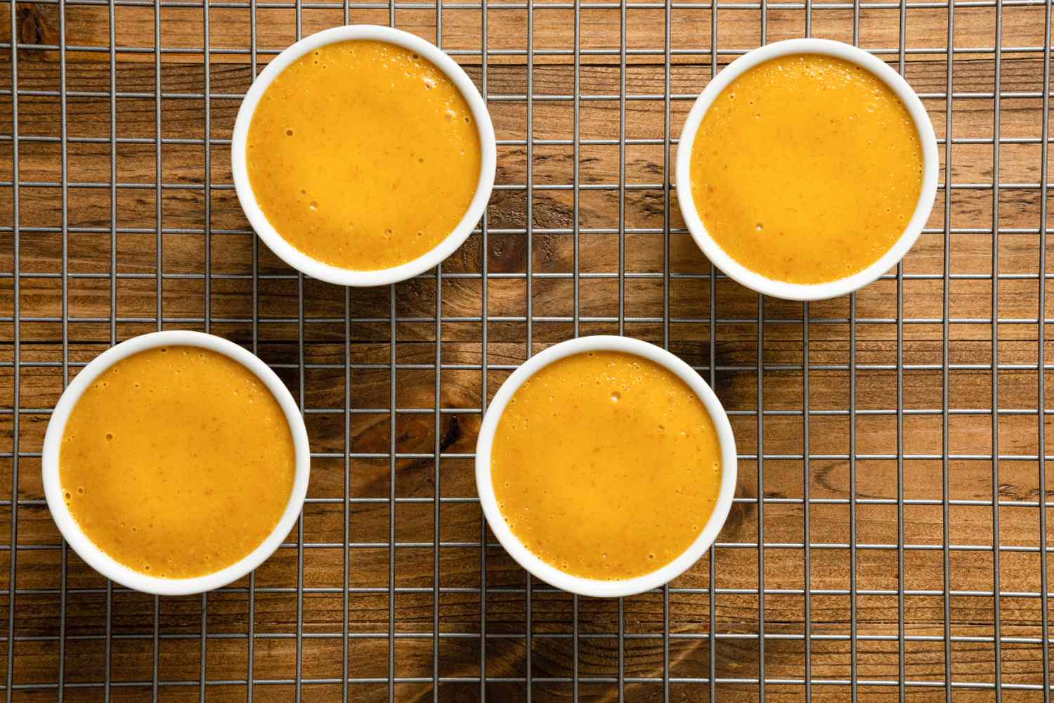 3-Ingredient Pumpkin Spice Crème Brûlée on a Wire Cooling Rack