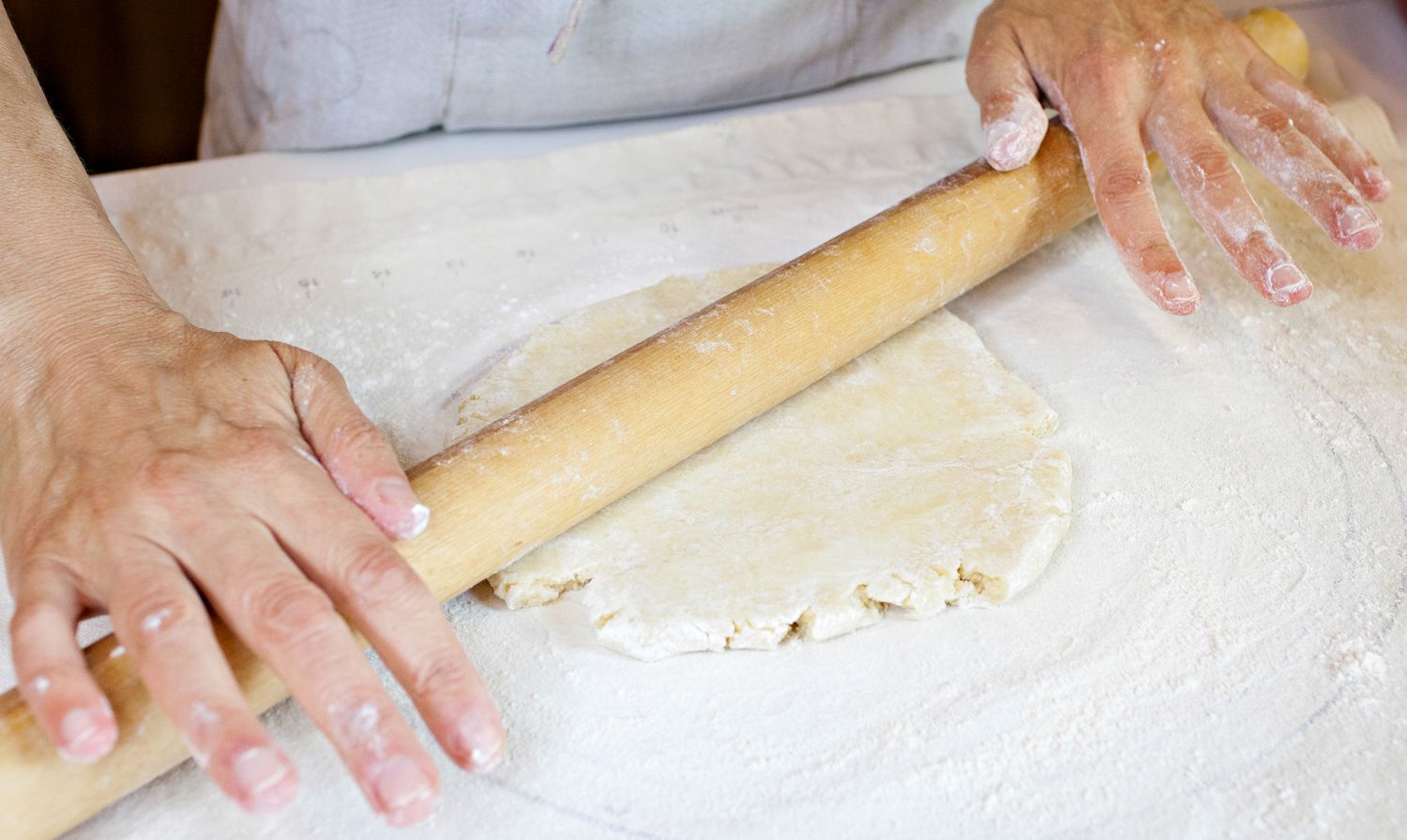 Pie Dough Rolled Using a Rolling Pin
