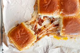 Cheesy Pull with Hawaiian Roll Sliders with Meat Sauce and Parm 