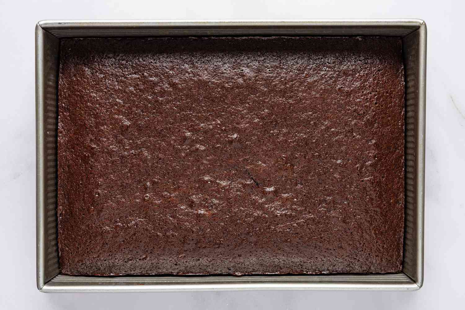baked devil's food cake in a pan