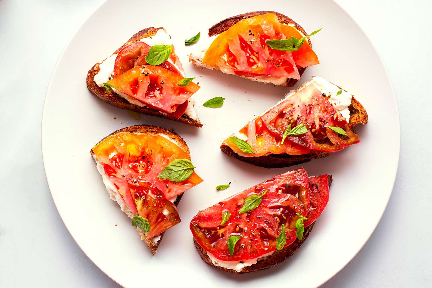 Tomato Ricotta Toast on a plate