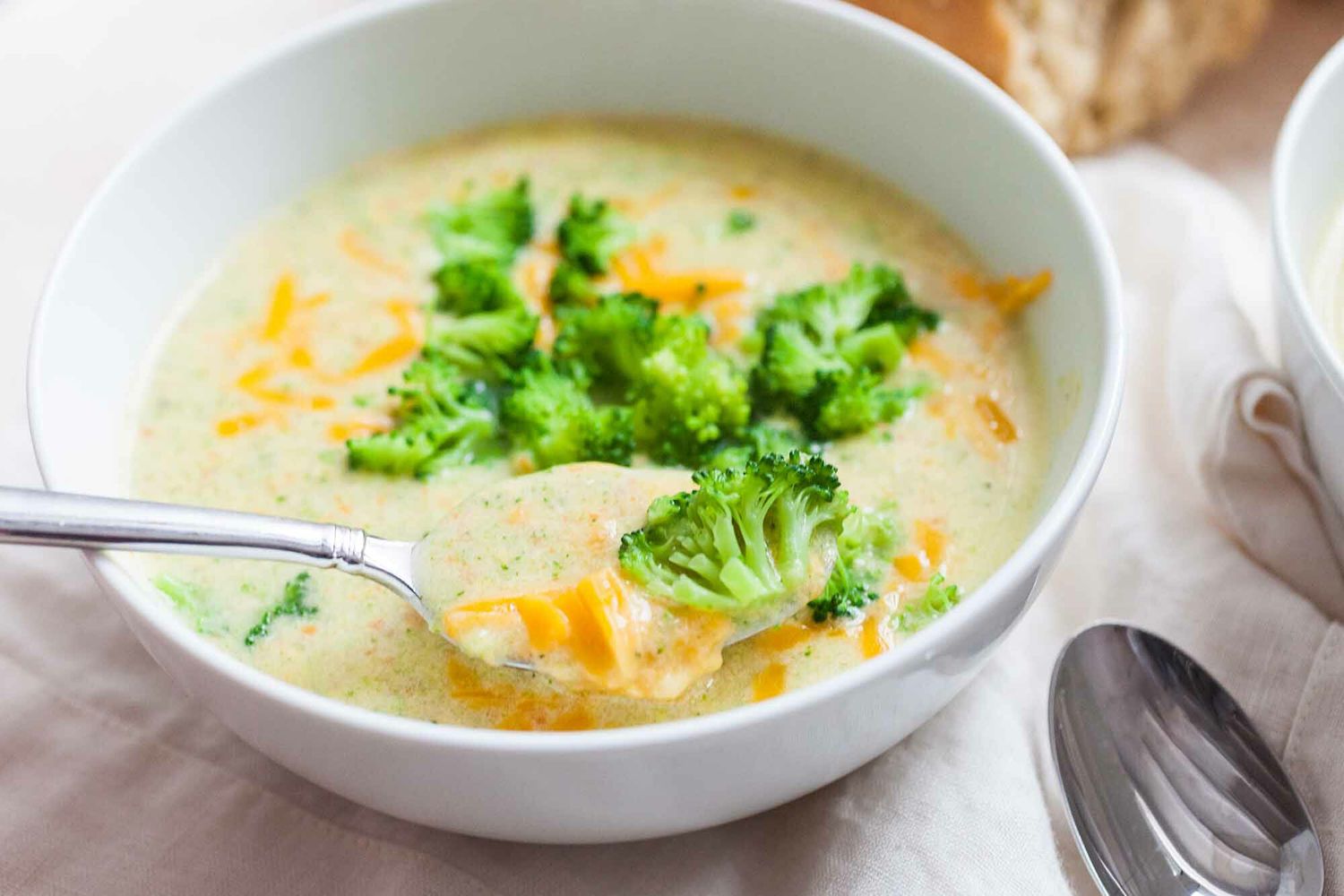 Cheddar Broccoli Soup in a bowl