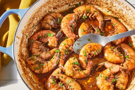 New Orleans BBQ Shrimp in a dutch oven