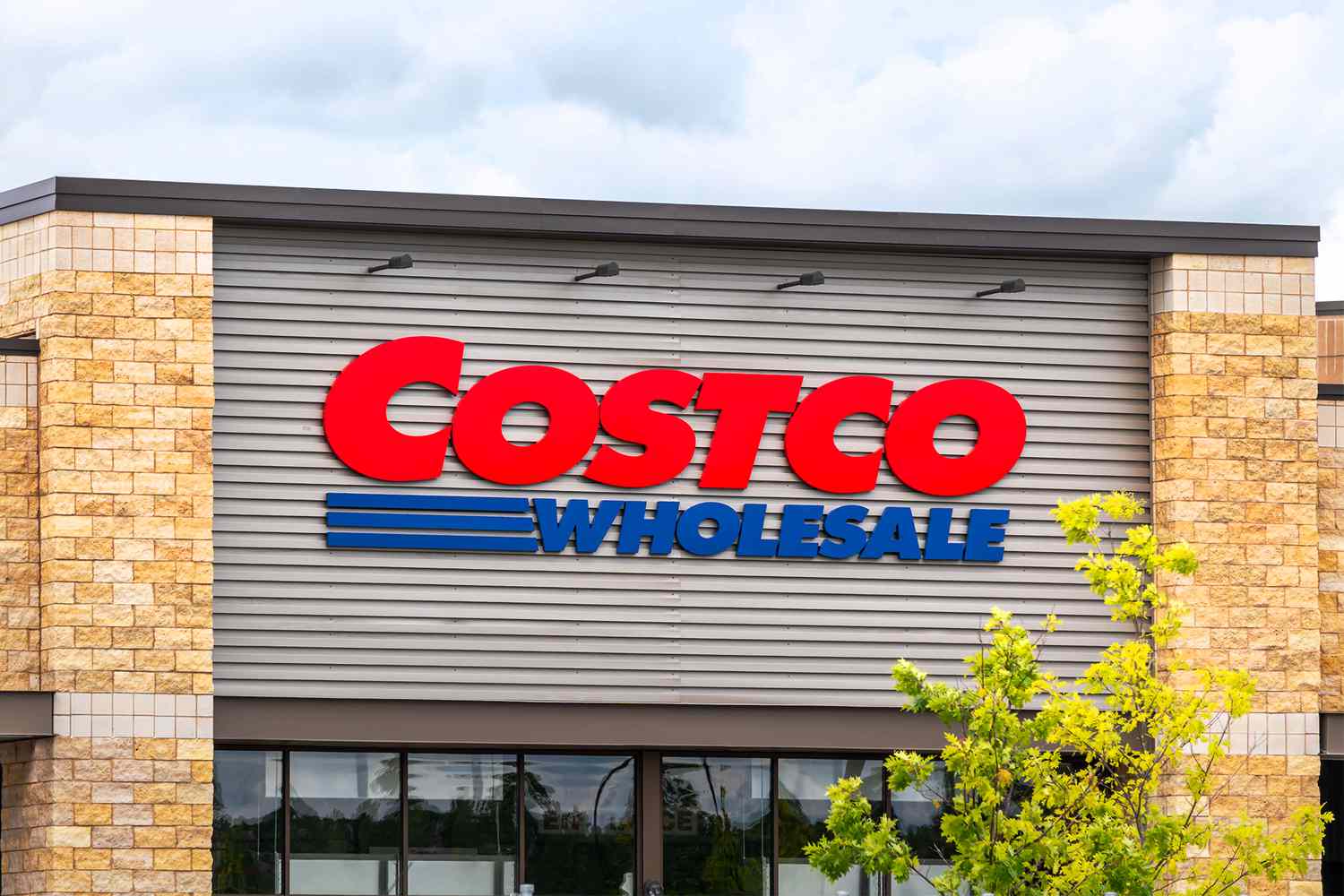 Costco warehouse storefront with logo