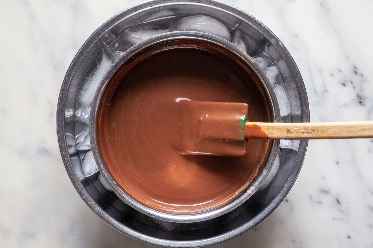 Chilling the custard for mexican chocolate.