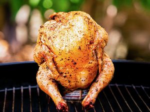 Whole Chicken on a Beer Can on a Grill