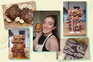 multiple shots of different kinds of banana bread