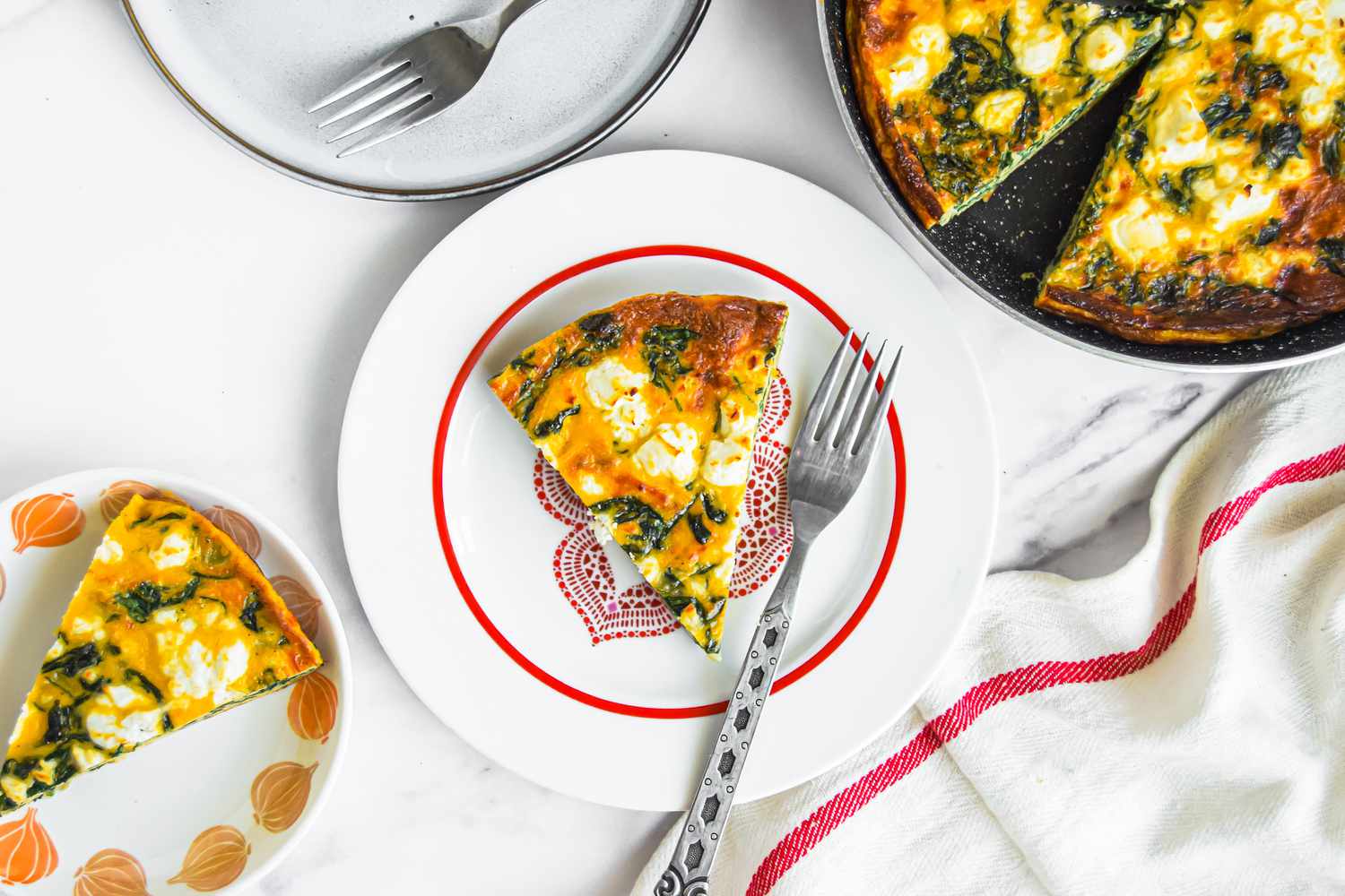 Slices of Spinach Frittata on a Plate
