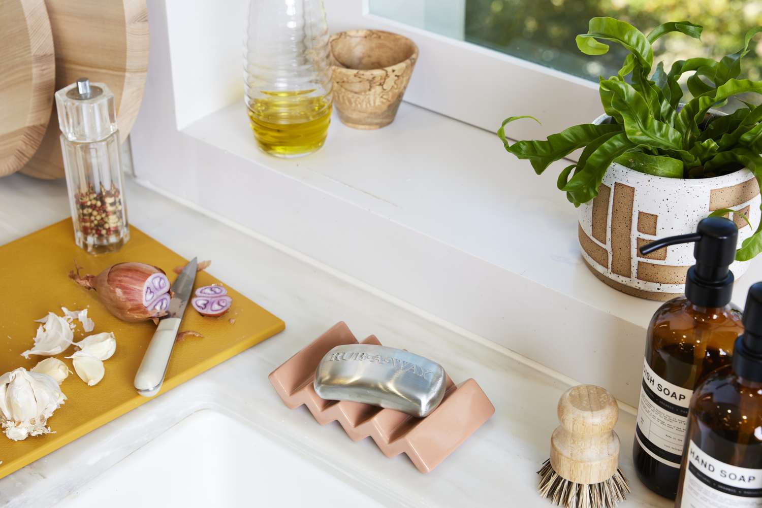 Rub-a-way next to sink