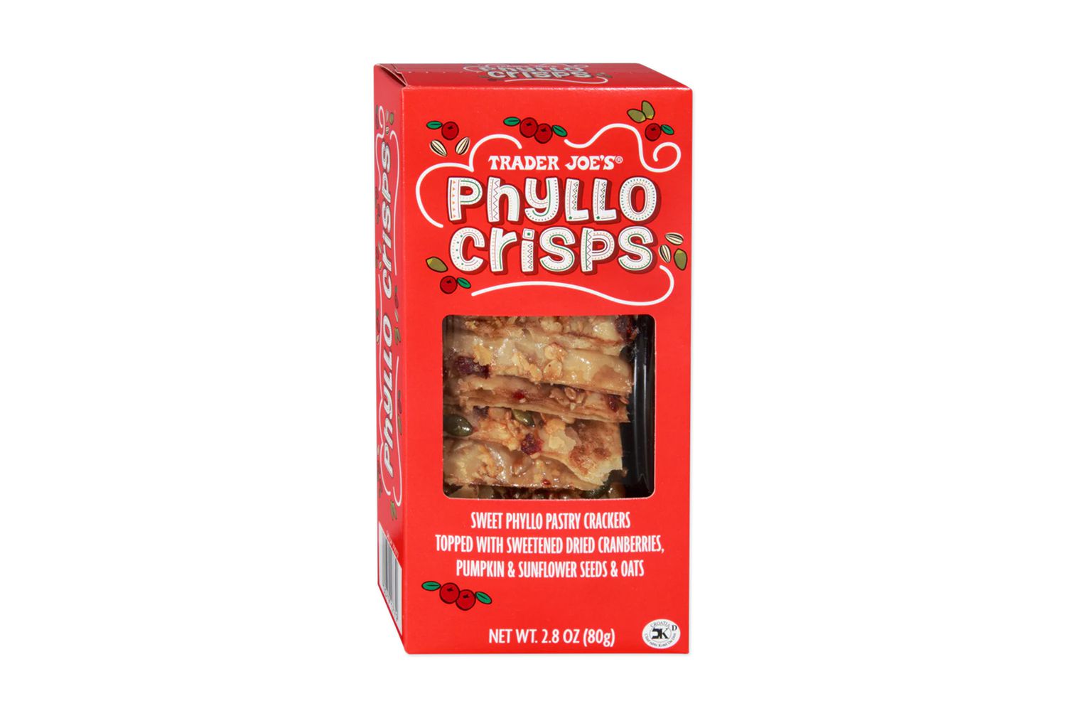 Package of Trader Joe's Phyllo Crisps on a white background