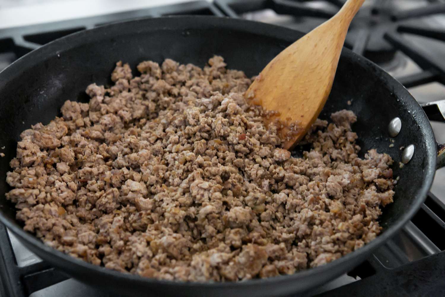 Ground Turkey Added Back to Pan for Chile en Nogada