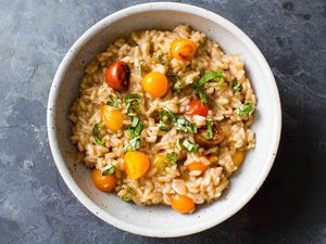 Balsamic Risotto with Tomatoes and Basil