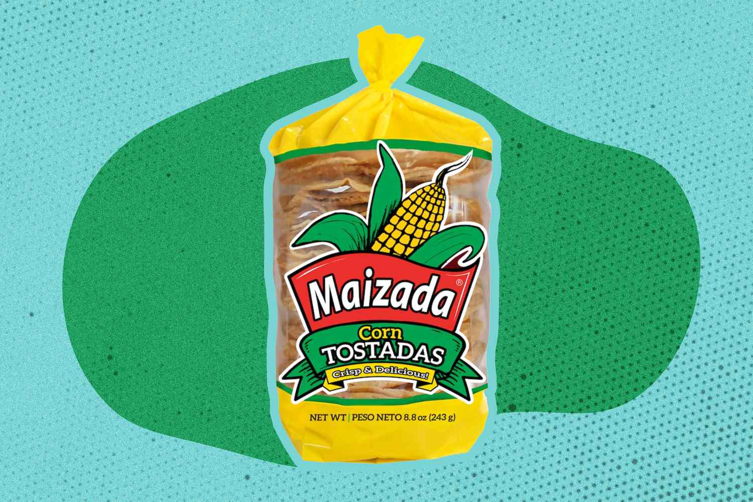 Maizada tostada over a colorful background