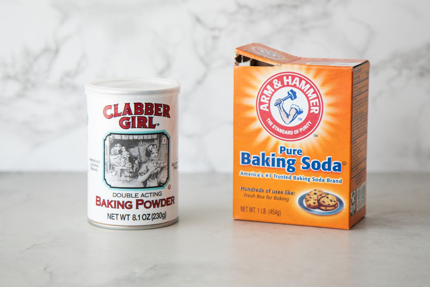 Box of Baking Soda and Container of Baking Powder