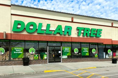 Exterior of a Dollar Tree store with signage and storefront displayed